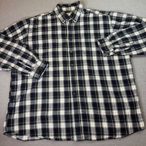 L.L. Bean Plaid Button Down Shirt Mens XL Blue Yellow Excellent Cotton 228061